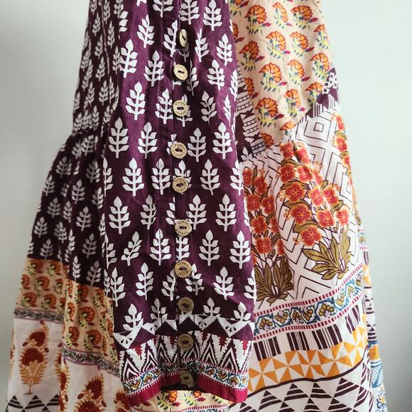 Khaadi Cotton Pom Pom Long Sleeve Flare Tunic Boho Artisan Print | Women Size 8 - Picture 9 of 12